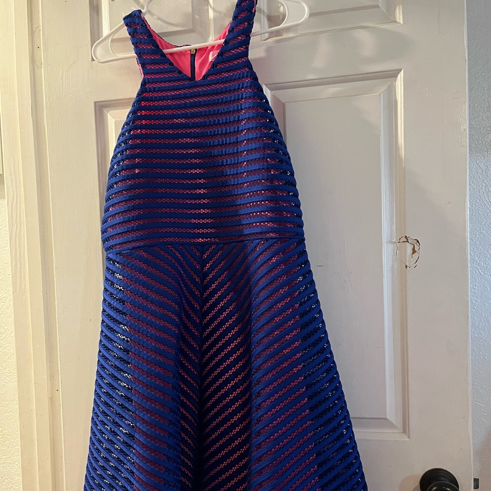 Lilly Pulitzer Blue and Black A-Line Cocktail Dress